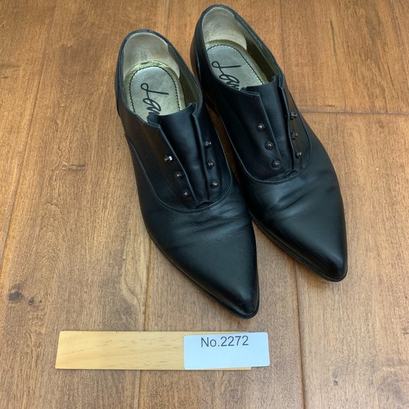 LANVIN Authentic Womens Size 36.5 Black Leather Laceless Oxfords - Picture 15 of 15